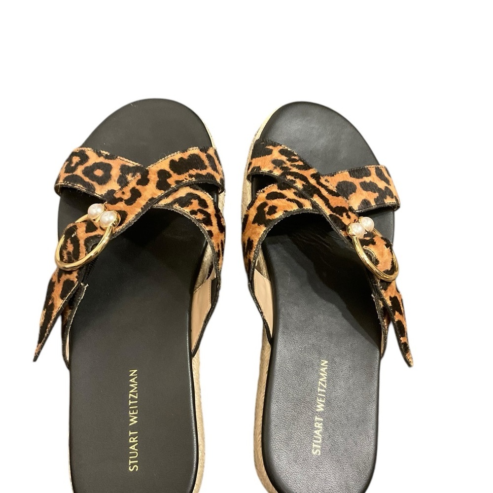 Stuart Weitzman Women’s Ponyhair Animal Print Espadrilles Flat Women's Size: 8.5 - Picture 5 of 10